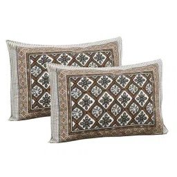 JaipurFabric Chocolate 180 TC 100% Cotton Kite Walk Double Bedsheet with 2 Pillow Covers image 2