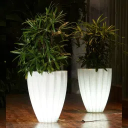 ATUL Classic Style LED Pots Floor Standing White Plastic Weather & UV Resistant, Flora Planter image 5