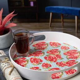 Goodhomes Blue & Red Melamine Round Serving Tray - Set of 1-picture-25