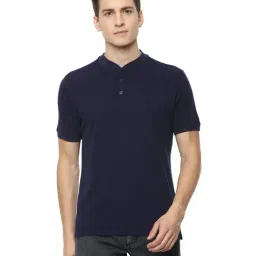 V Dot Navy Cotton Slim Fit T-Shirt-picture-23