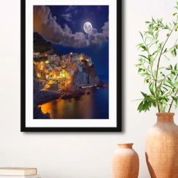 999Store Multicolor MDF City with River View Printed Paper Wall Painting - Set of 1-picture-29