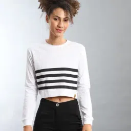 Campus Sutra White Striped Top-picture-25