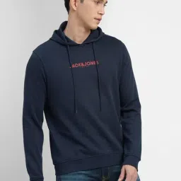 Jack & Jones Navy Blue Cotton Slim Fit Hooded Sweatshirt-picture-15