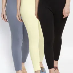 Gracit Black & Grey Mid Rise Leggings - Pack Of 3-picture-26
