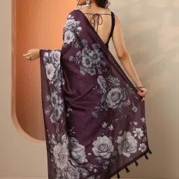 Libas Burgundy Regular Fit Embellished Saree With Unstitched Blouse image 2