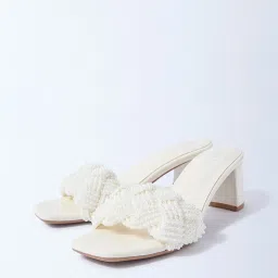 LUNA BLU by Westside White Pearlescent Block Heel Sandals image 2