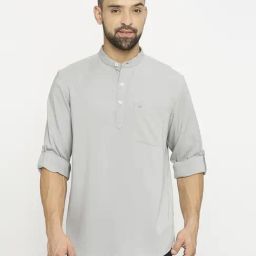 Basics Grey Cotton Slim Fit Shirt-picture-15