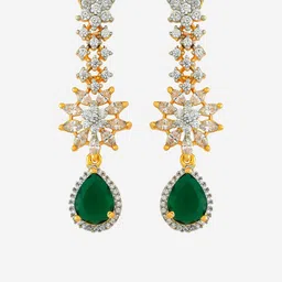 Kushal's Fashion Jewellery Rhodium-Plated Zircon Studded Floral Shaped Drop Earrings image 3