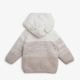 HOP Baby by Westside Taupe Stripe Printed Cotton Sweater image 2
