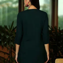 Libas Green A Line Short Kurti image 2