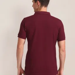 U.S. Polo Assn. Maroon Cotton Slim Fit Texture Polo T-Shirt image 2