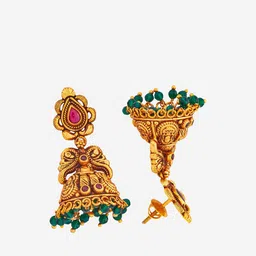 Kushal's Fashion Jewellery 92.5 Sterling Silver Gold-Plated Dome Shaped Jhumkas Earrings image 3