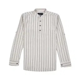 CHARCHIT Boys Brown Cotton Blend Striped Kurta-picture-49