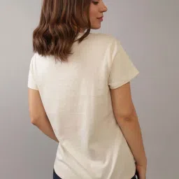 American Eagle Outfitters Beige Cotton Printed T-Shirt image 2