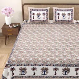 JaipurFabric Taupe Pure Cotton 180 TC Printed Double Bedsheet with 2 Pillow Covers image 2