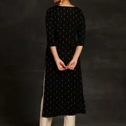 Libas Black Embroidered Straight Kurta image 2