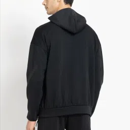 Adidas Black Loose Fit Logo Printed Hooded Sweatshirt image 2