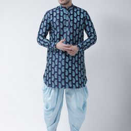 DEYANN Men Navy Blue & Blue Printed Kurta with Patiala-picture-39