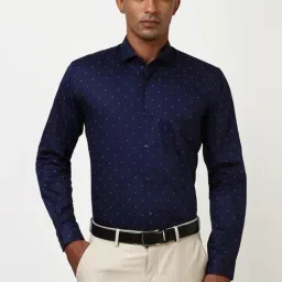 Peter England Navy Cotton Regular Fit Printed Shirt-picture-41