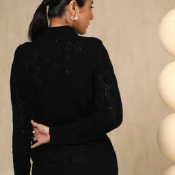 Soch Black Acrylic Regular Fit Crochet Shrug image 2