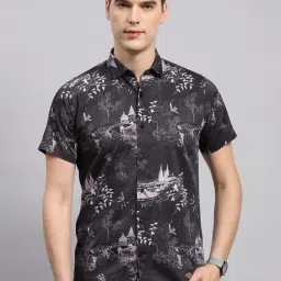 Monte Carlo Black Cotton Regular Fit Printed Shirt-picture-10