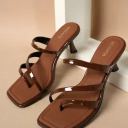 Mozafia Women's Brown Toe Ring Stilettos-picture-24