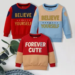 3PIN Girls Pack of 3 Printed Crew Neck Sweatshirt-image-22