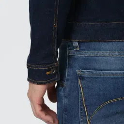 Van Heusen Navy Cotton Slim Fit Denim Jacket image 4