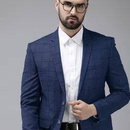 Park Avenue Men Checked Super Slim Fit Single-Breasted Formal Blazer-image-53