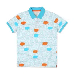 Pepe Jeans Kids Blue & White Printed Polo T-Shirt-image-36