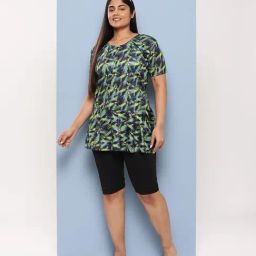 Aarika Green Nylon Printed Short Sleeves Swimsuit-picture-36