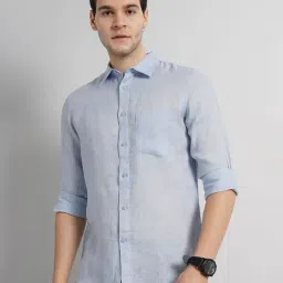 celio celio* Light Blue Regular Fit Linen Shirt-picture-19