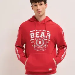 The Bear House Red Cotton Printed Regular Fit Hoodie-picture-27