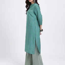 Anouk Rustic Striped Mandarin Collar Straight Kurta image 2