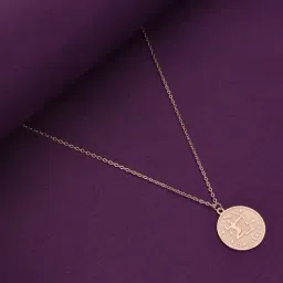Kai Jewel Sterling Silver Rose Gold Minimalistic Sagittarius Zodiac Engraved Disc Chain Necklace-picture-25