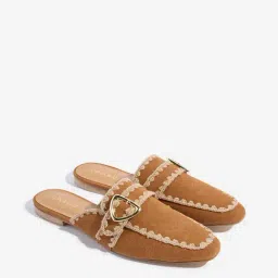 LUNA BLU by Westside Tan Embroidered Mules-picture-18