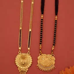 Bhanu diam Gold-Plated & Black Brass Mangalsutra-picture-33