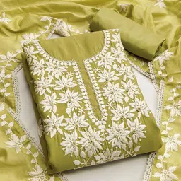 SAINOOR Embroidered Pure Silk Semi-Stitched Dress Material-picture-30
