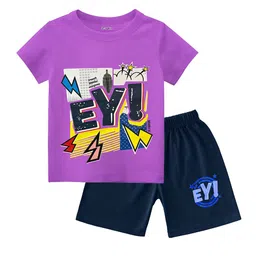 FRENCH KLEIDER Boys Pack Of 3 Printed Round Neck Pure Cotton T-shirt With Shorts image 3