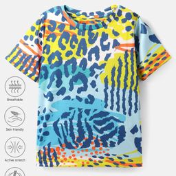 Pine Active Half Sleeves High Stretch T-Shirt Abstract Print - Blue & Yellow-picture-8