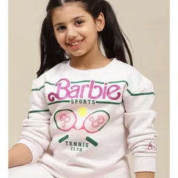 Kidsville Mattel Featuring Full Sleeves Barbie TextPrinted Sweatshirt - Pink image 1