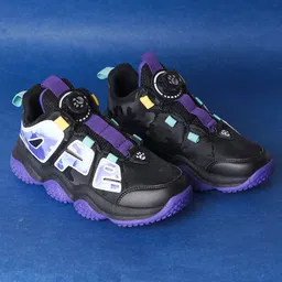 FEETWELL SHOES Patch Detailed Lace Ups Sneakers - Black & Purple-picture-28