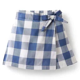 CrayonFlakes Rayon Woven Buffalo Checked Skort - Blue-image-94