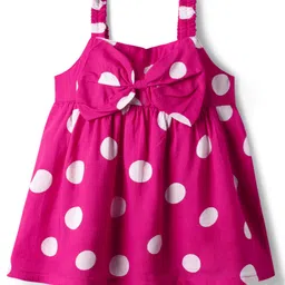 Babyhug Woven Sleeveless Top with Bow & Polka Dots - Pink-picture-20