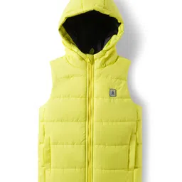 Pine Kids Woven Sleeveless Solid Color Padded Hooded Jacket - Lemon-picture-12