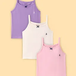 Pine Kids Cotton Lycra Knit Sleeveless Solid Color Slips Pack of 3( Color May Vary)-picture-28