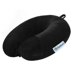 Billebon Premium Neck Pillow Black Fibre Filled Round Travel Pillow-picture-10