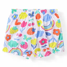 Babyhug 100% Cotton Knit Bloomers with Floral & Strawberry Print Pack of 3 - Multicolour image 2