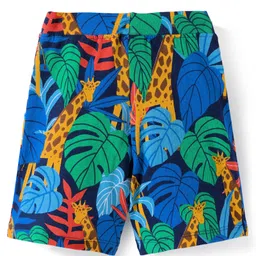 Babyhug Cotton Single Jersey Knit Shorts with Vehicle & Dino Print - Navy Blue image 2