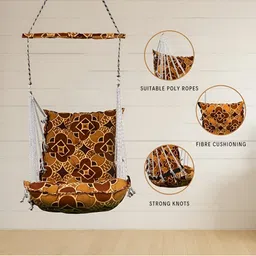 Swingzy Yellow & Maroon Hammock Hanging Swing With Cushion image 4